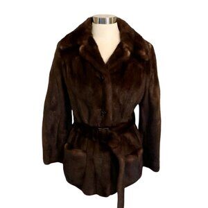 Vintage 1960's Mahogany Mink Fur Jacket Coat - NWT Never Worn Sz L/XL